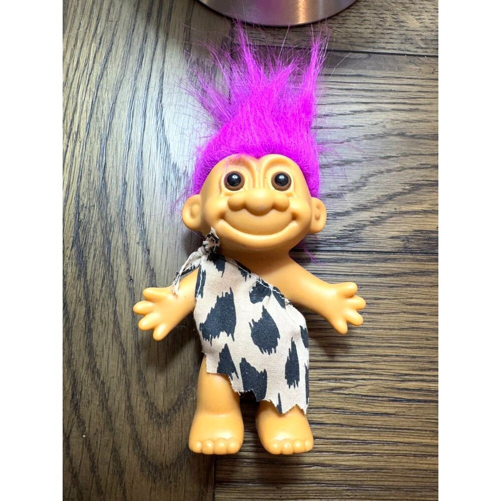 Vintage Cave Woman Troll Doll Russ purple hair, brown eyes